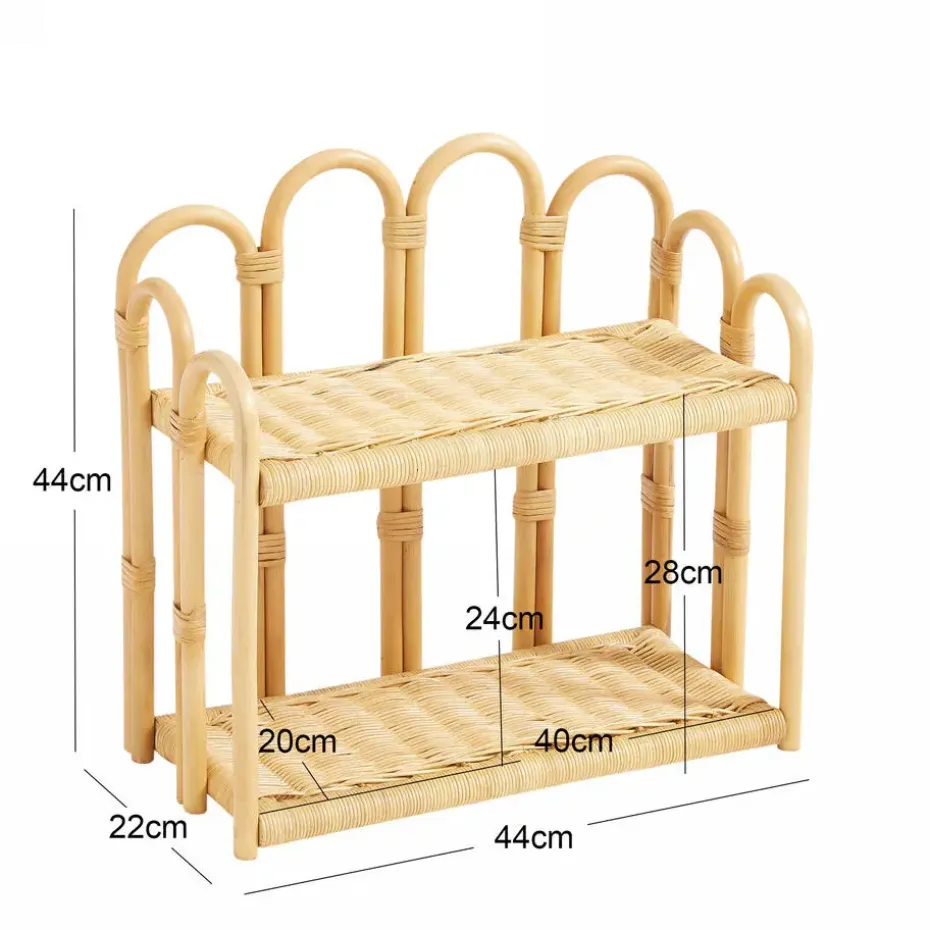 Hangende Opbergplank 2 Niveaus in Natuurlijk Rotan