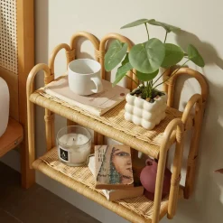 Hangende Opbergplank 2 Niveaus in Natuurlijk Rotan