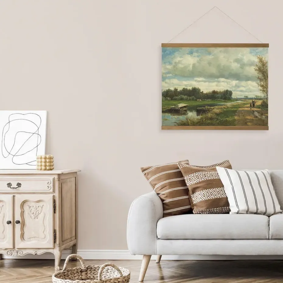 Hangende Poster Linnen Hollands Landschap 60x80cm