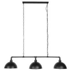 Hanglamp industrieel Abby 3-lichts buis zwart - 25x118x150 cm - Zwart - Zwart