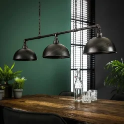 Hanglamp industrieel Abby 3-lichts buis zwart - 25x118x150 cm - Zwart - Zwart