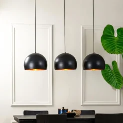 Hanglamp JAICEY - Mat Zwart-Goud - 3-Lichtpunten