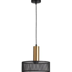 Hanglamp Nerja E27 - zwart/goudkleur - 120xØ28 cm