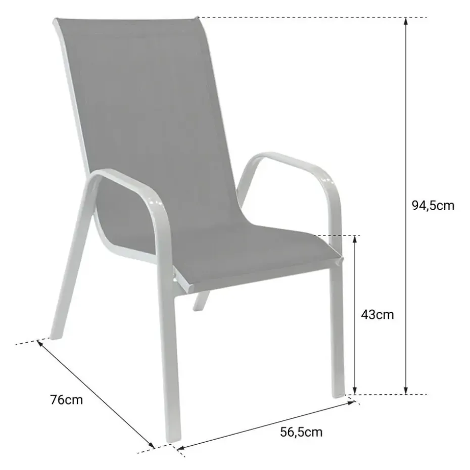 Happy Garden Stoel MARBELLA - Grijs - Aluminium