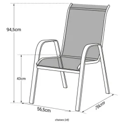 Happy Garden Stoel MARBELLA - Zwart - Aluminium