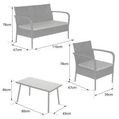 Happy Garden Tuinmeubilair LIPARI - Zwart - Geweven hars