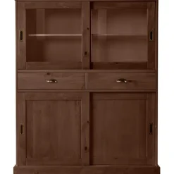 Harry - Kast met 2 glazen deuren en 2 deuren bruin grenen