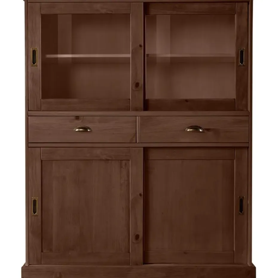 Harry - Kast met 2 glazen deuren en 2 deuren bruin grenen