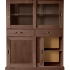 Harry - Kast met 2 glazen deuren en 2 deuren bruin grenen