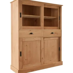 Harry - Kast met 2 glazen deuren en 2 deuren natuurlijk grenen