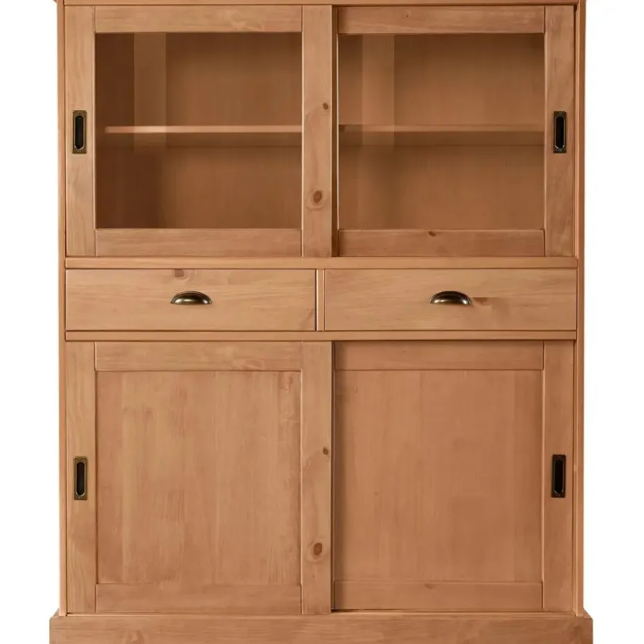 Harry - Kast met 2 glazen deuren en 2 deuren natuurlijk grenen