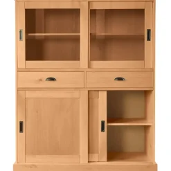 Harry - Kast met 2 glazen deuren en 2 deuren natuurlijk grenen