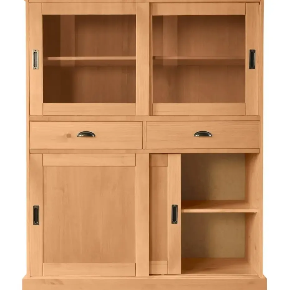 Harry - Kast met 2 glazen deuren en 2 deuren natuurlijk grenen