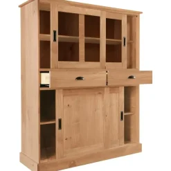 Harry - Kast met 2 glazen deuren en 2 deuren natuurlijk grenen