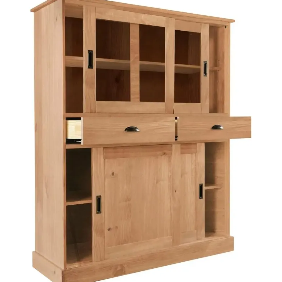 Harry - Kast met 2 glazen deuren en 2 deuren natuurlijk grenen