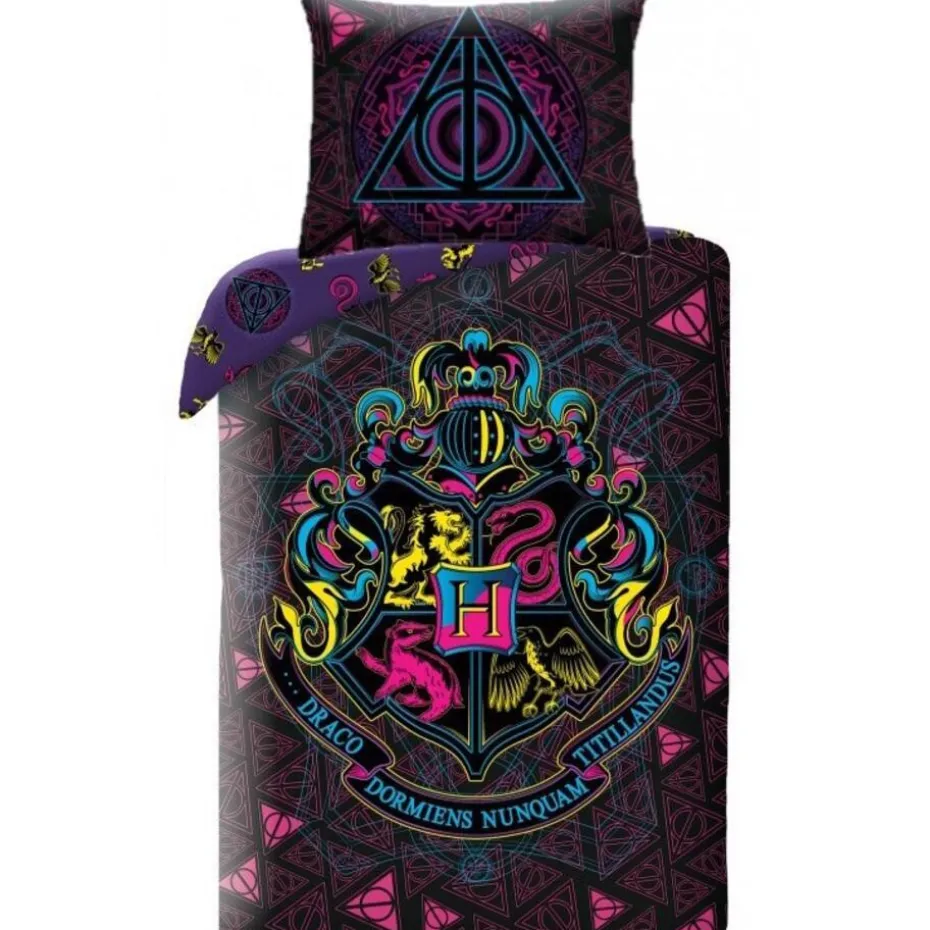 Harry Potter Dekbedovertrek Neon - Eenpersoons - 140 x 200 cm - Katoen