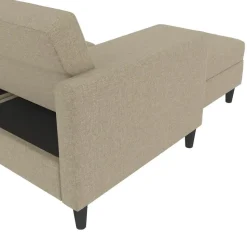 Hartford - 3-zits hoekslaapbank in cappuchino stof