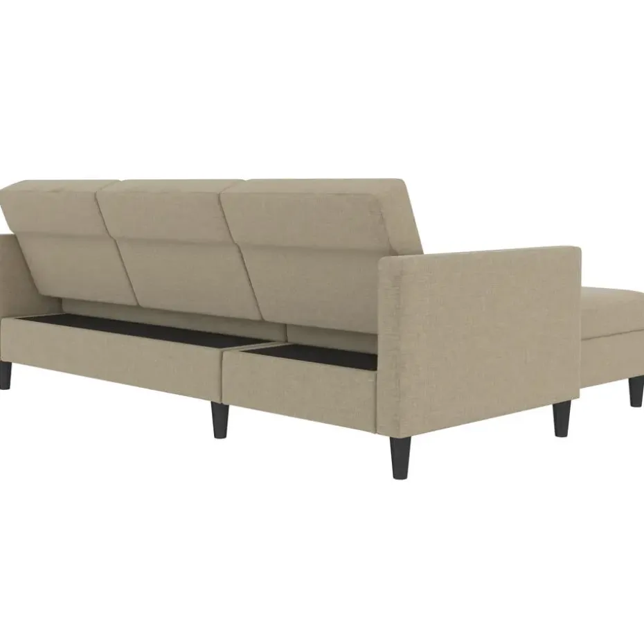 Hartford - 3-zits hoekslaapbank in cappuchino stof