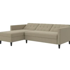 Hartford - 3-zits hoekslaapbank in cappuchino stof
