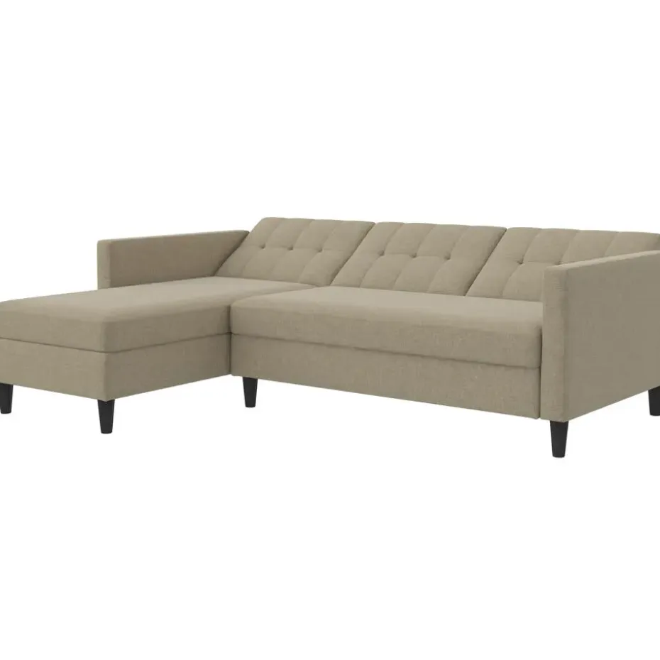 Hartford - 3-zits hoekslaapbank in cappuchino stof