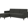 Hartford - 3-zits hoekslaapbank in antraciet stof