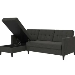 Hartford - 3-zits hoekslaapbank in antraciet stof