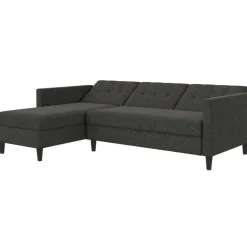 Hartford - 3-zits hoekslaapbank in antraciet stof