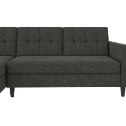 Hartford - 3-zits hoekslaapbank in antraciet stof