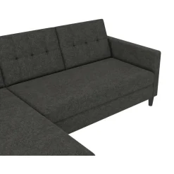 Hartford - 3-zits hoekslaapbank in antraciet stof