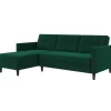 Hartford - 3-zits hoekslaapbank in donkergroen stof