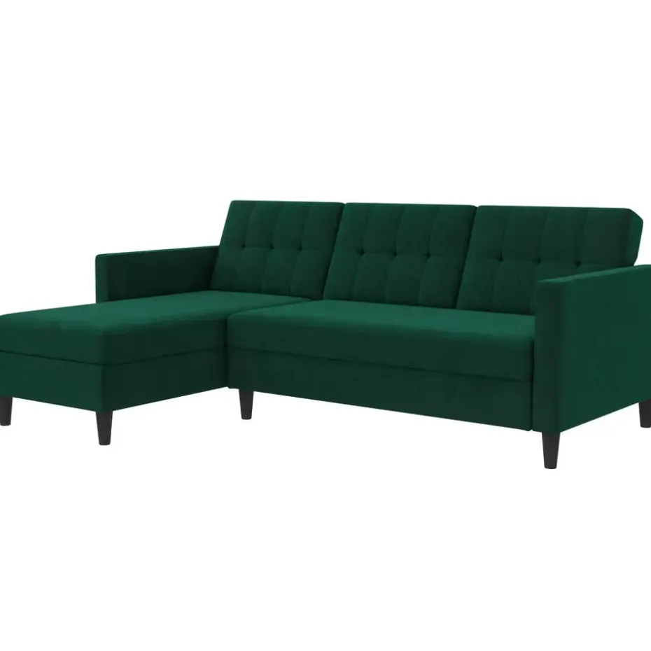 Hartford - 3-zits hoekslaapbank in donkergroen stof