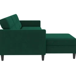 Hartford - 3-zits hoekslaapbank in donkergroen stof