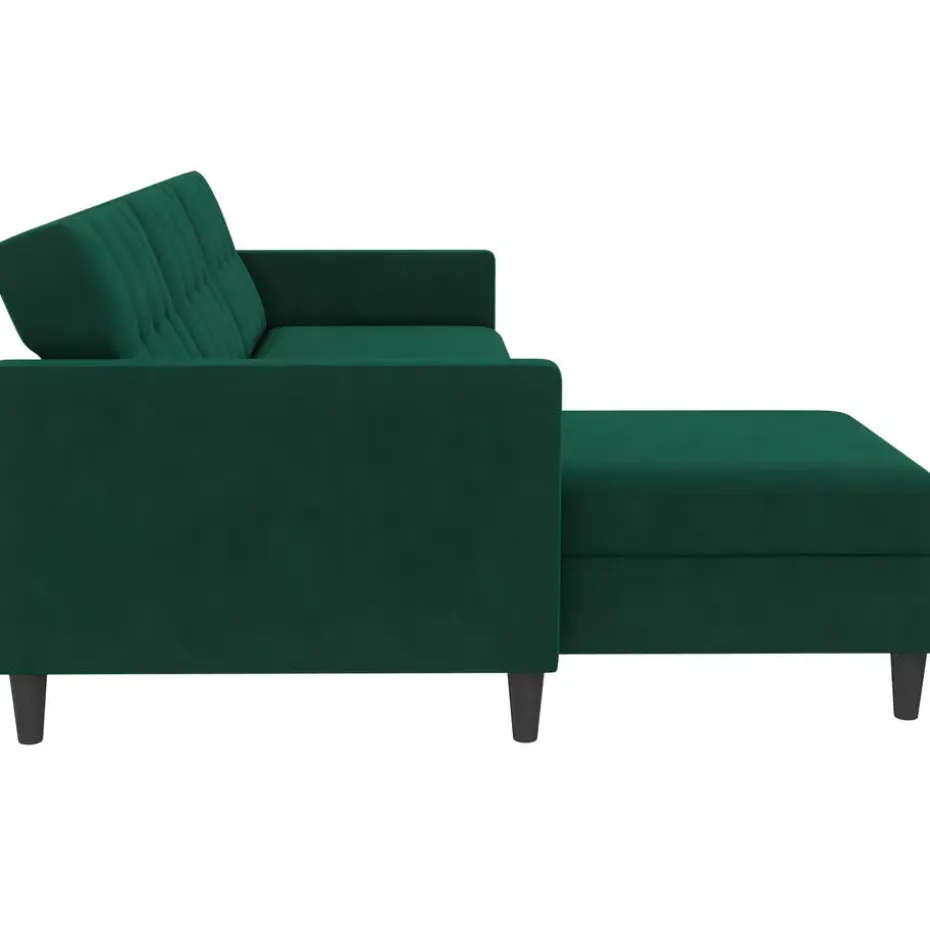 Hartford - 3-zits hoekslaapbank in donkergroen stof