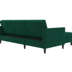 Hartford - 3-zits hoekslaapbank in donkergroen stof