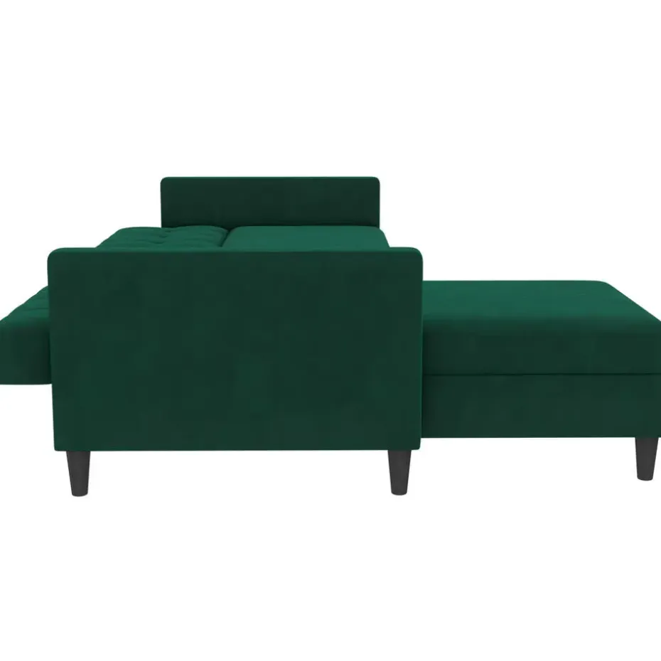 Hartford - 3-zits hoekslaapbank in donkergroen stof