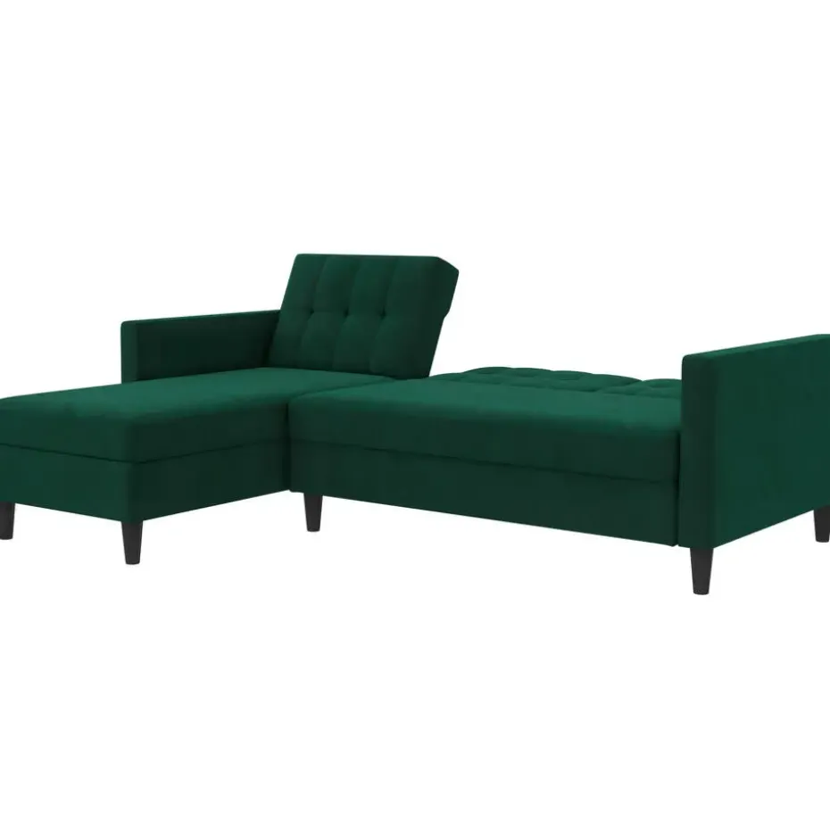 Hartford - 3-zits hoekslaapbank in donkergroen stof