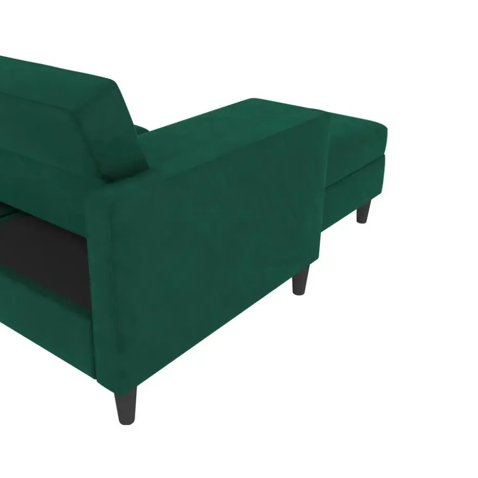 Hartford - 3-zits hoekslaapbank in donkergroen stof