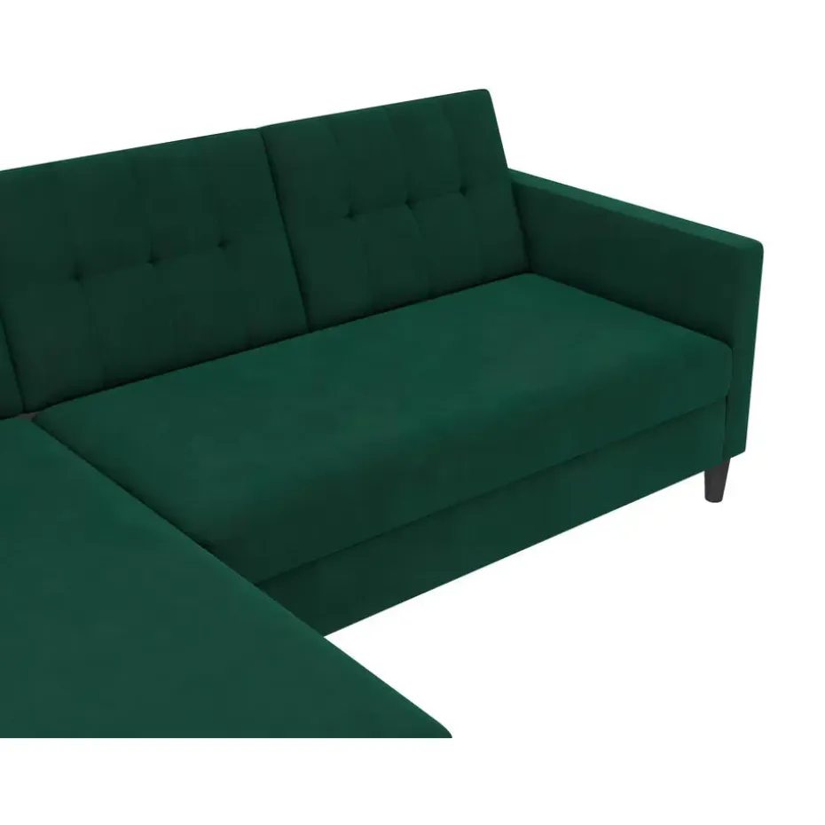Hartford - 3-zits hoekslaapbank in donkergroen stof