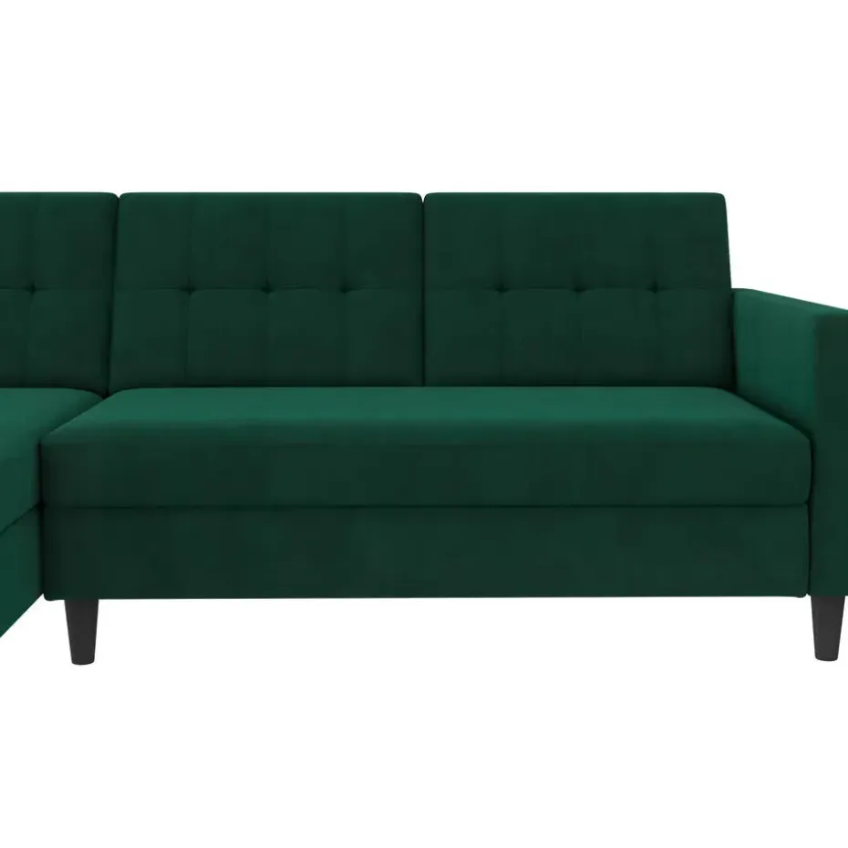 Hartford - 3-zits hoekslaapbank in donkergroen stof