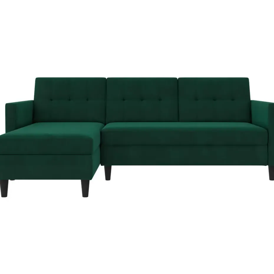 Hartford - 3-zits hoekslaapbank in donkergroen stof