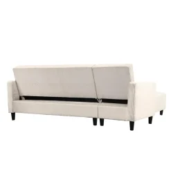 Hartford II - 3-zits hoekslaapbank in crèmekleurige stof