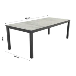Hartman Comino dining tuintafel 223x105 cm. - Keramiek/Grijs