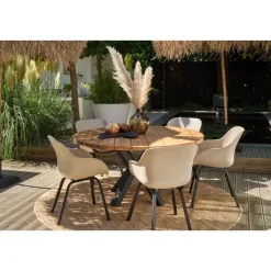 Hartman Le Soleil Element dining armstoel - Soft Taupe/Black - 4 st.