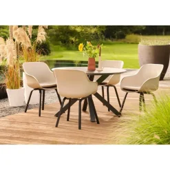 Hartman Le Soleil Element dining armstoel - Soft Taupe/Black - 4 st.