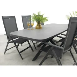 Hartman Napoli/Soreno deens ovale verstelbare tuinset 240x110 cm. - Licht grijs