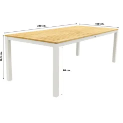 Hartman Sonata tuintafel 220x100 cm. - Teak - wit