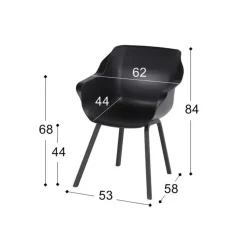 Hartman Sophie Element dining armstoel- Carbon black - 4 st.