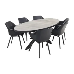 Hartman Sophie/Silva houtlook 240x115 cm. ovale tuinset - 7-delig
