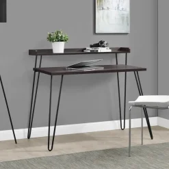 Haven - Bureau in donkerbruin met metalen poten