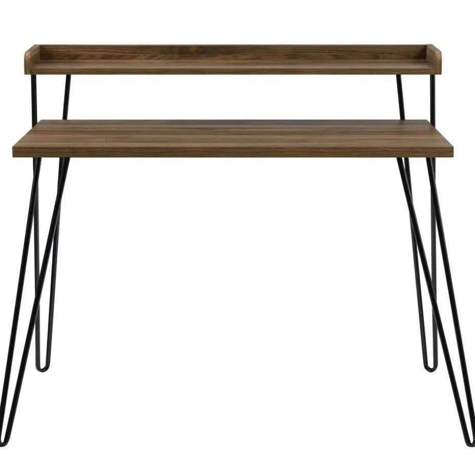 Haven - Bureau in walnoot look met metalen poten